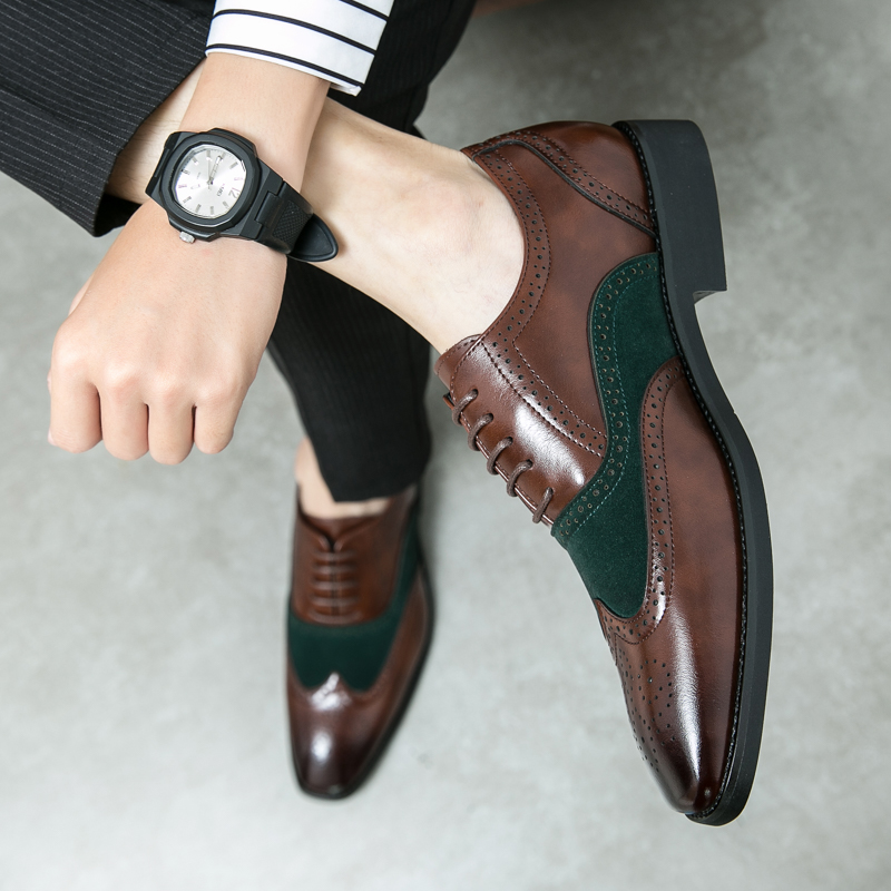Classic Pointed FASHION Oxford Shoes Lace Up Men's Shoes Pointed Style Luxury Moccasin Casual Luxury Leather Shoes