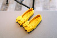 Solid color bow princess shoes Girls fashion trend single shoes Comfortable wear a pedal shoes