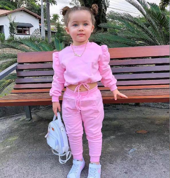 Girl's Wear set Autumn Leisure Sports New Long Sleeve Solid Color Sweater Set ins kids clothes children clothes