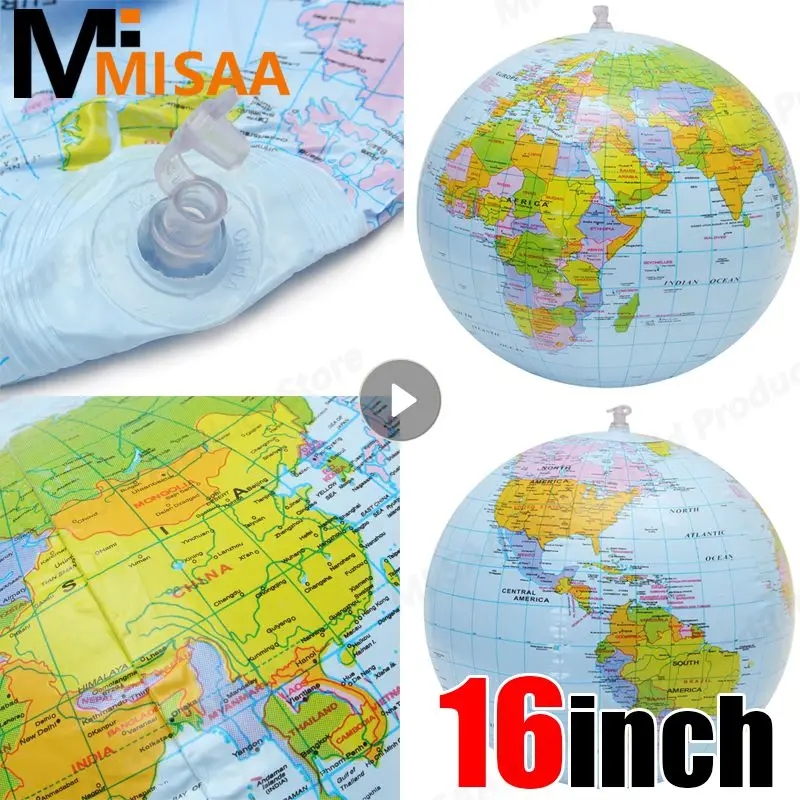 16 inch Inflatable World Globe Map ball Squishy Toys Early Education Geography Toys Map Balloon Beach Ball Toy For Children GYH
