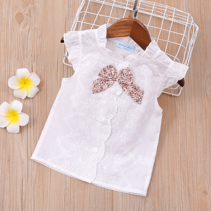 Girls Clothing Sets New Summer Sleeveless T-shirt+Print Bow Skirt 2Pcs for Kids Clothing Sets Baby Clothes Outfits
