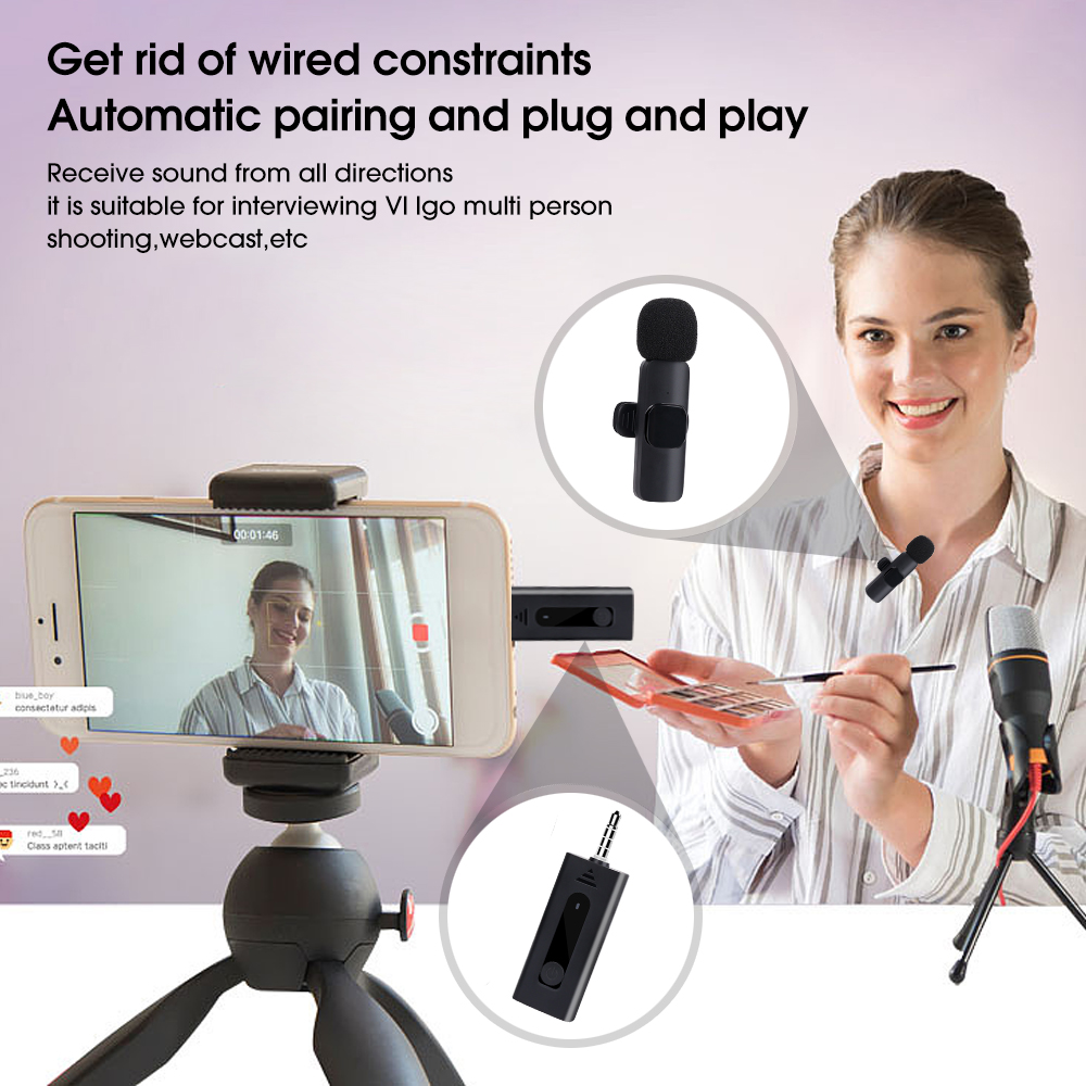 K35 3.5mm Wireless Lavalier Lapel Noise Reduction Microphone Universal 3.5 Best Recording Mic For Camera Speaker Smartphone