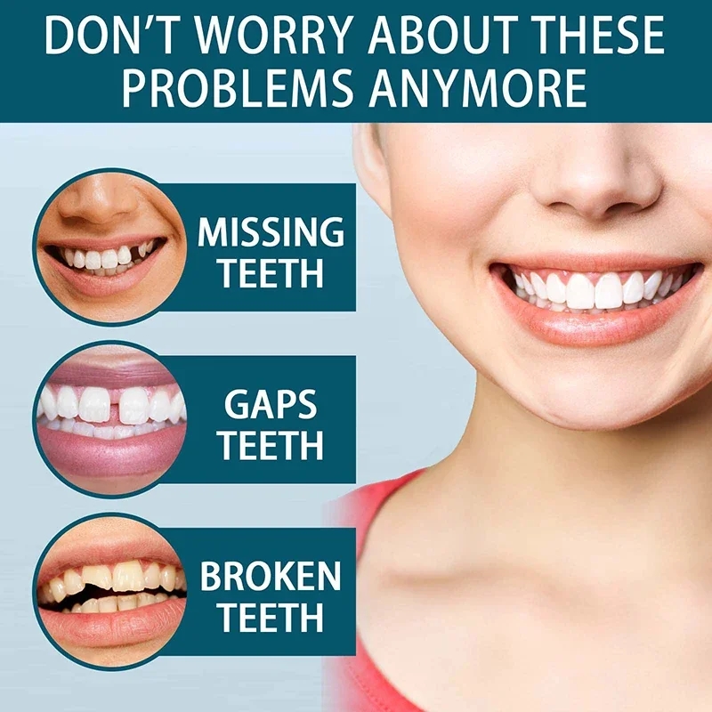 Whitening Tooth Denture Resin Temporary Teeth Braces Teeth Adjustable Denture Teeth Set Instant Smiling Denture Teeth Veneer
