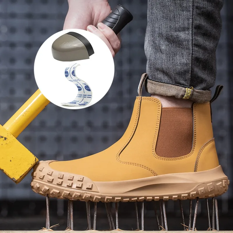 2025 new labor protection shoes anti impact anti puncture men's anti slip rubber sole wear resistant work safety shoes