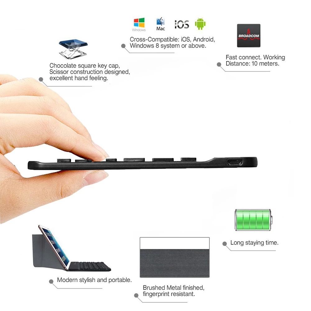 Mini Ultra Slim Wireless Bluetooth Keyboard 7/9/10 Inch Bluetooth 3.0 Keyboard For Ipad Phone Tablet With Windows/Android/iOS
