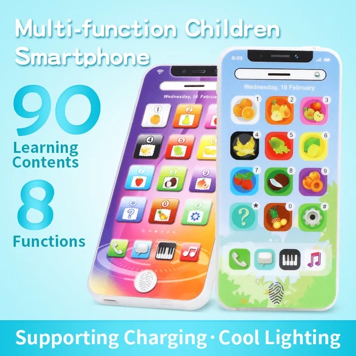 Baby Study English Musical Mobile Phone with LED Learning Educational Interactive Toys for Toddler Children Voice Changer Gifts