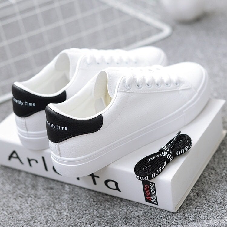 Little white shoes, women's leather flat running shoes, sports shoes, breathable women's board shoes