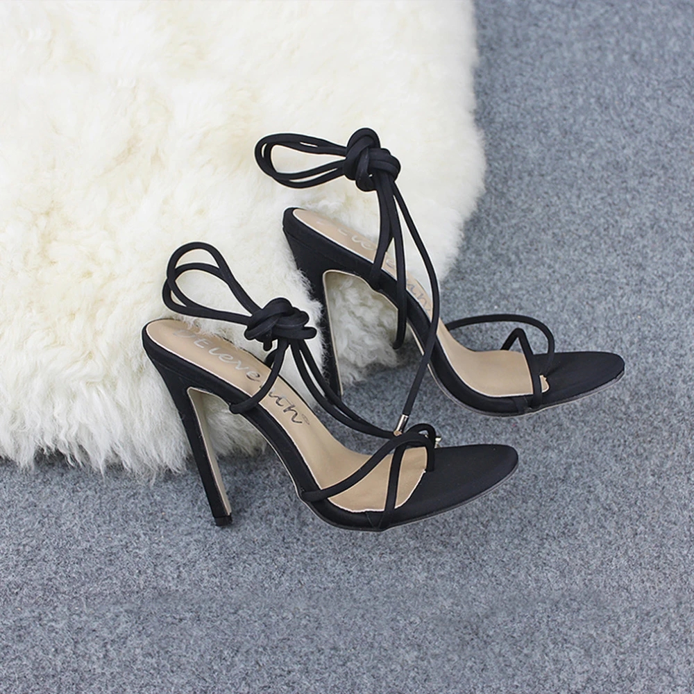 11.5CM Fine High Heels Sandals Footwear Cross-tied Ankle Strap Summer Sandals Shoes Women 2023 Female Sexy Shoes Women Party