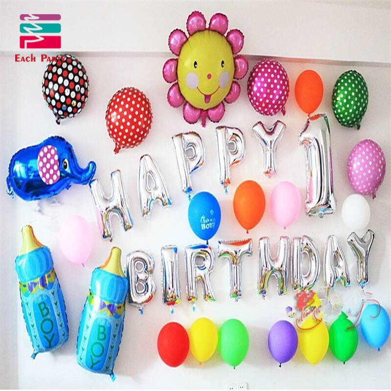 16 inches Multicolor Letters HAPPY BIRTHDAY Foil Balloons Silver Gold Children Letter Ballons party Decorations Supplies
