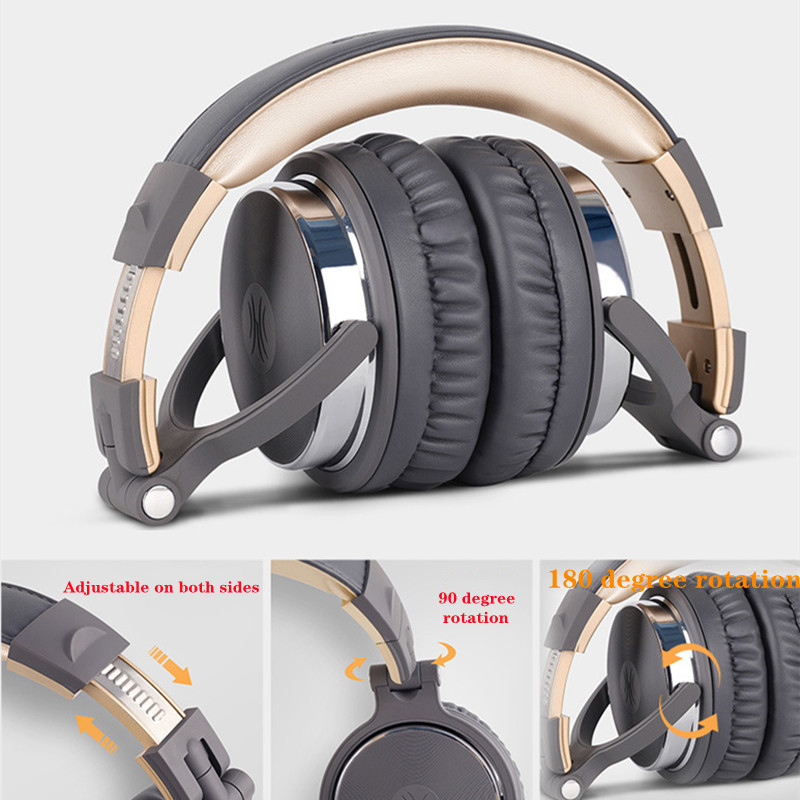 OneOdio Professional Studio DJ Wired Headphones With Microphone Over Ear HiFi Monitors Music Headset Earphone For Phone PC Pink