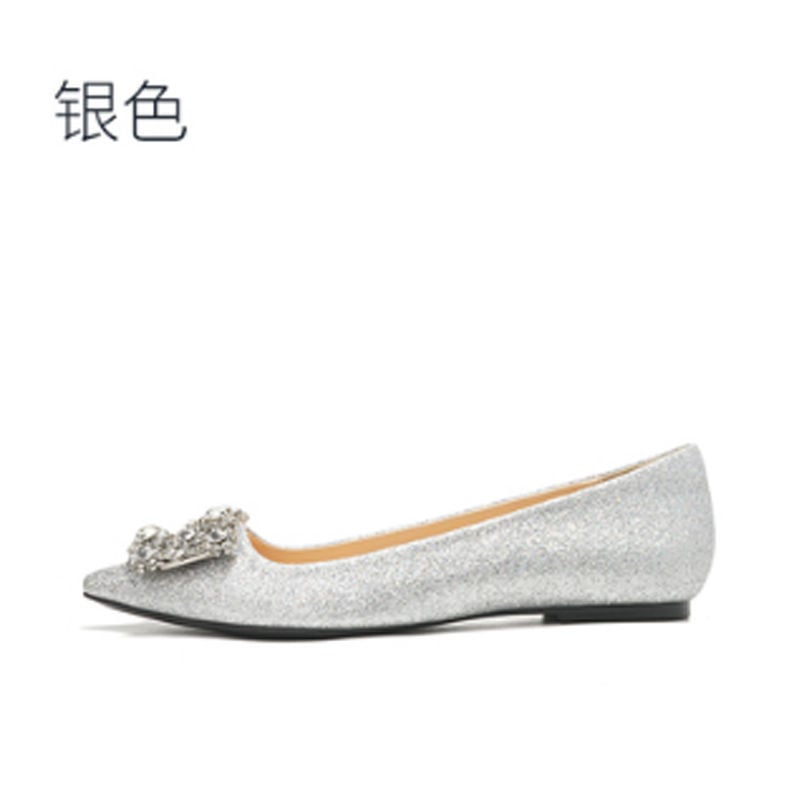 Woman Summer Pointed Flats Solid Jewelry Decoration Back Strap Sandals Casual Slingbacks Beach Flat Single Shoes