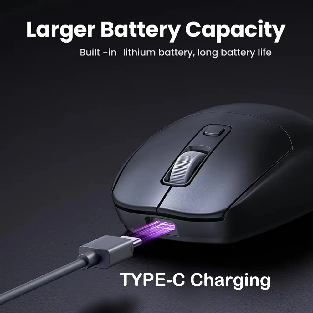 Dual-Mode Bluetooth Mouse 2.4G Wireless Mouse Silent Mouse Rechargeable Gaming Mouse Mice For PC Laptop Windows MacOS