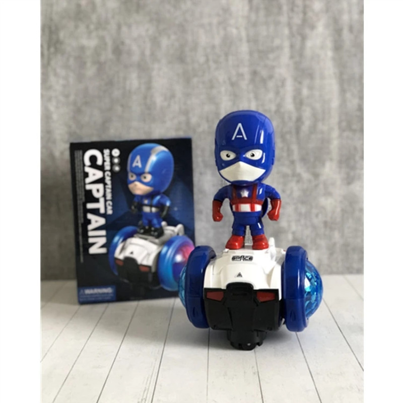 Disney Spiderman Captain America Anime Figure Balance Car Kart Marvel Movie Children's Cool Electric Light Music Toys Kids Gift
