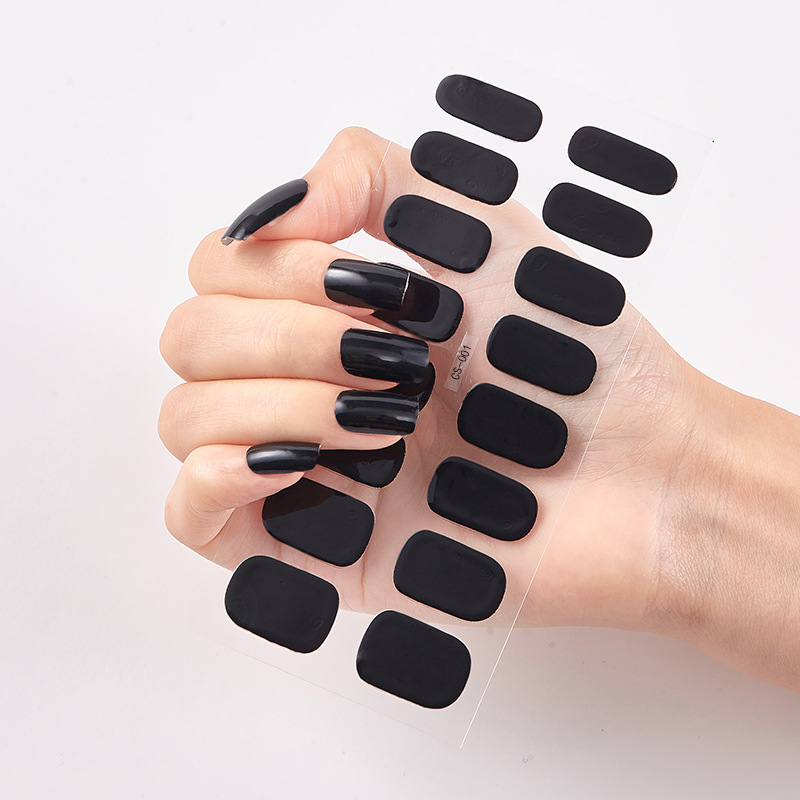DIY 3pc Semi Cured Gel Nail Stickers Long-Lasting Solid Color Nail Strips Patch Slider UV Lamp Cured Decal Nail Manicure Patch