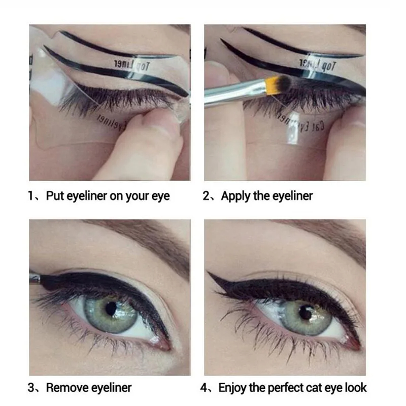 Eyeliner Stencils Winged Eyeliner Stencil Models Template Shaping Tools Eyebrows Template Card Eye Shadow Makeup Tool 2pcs