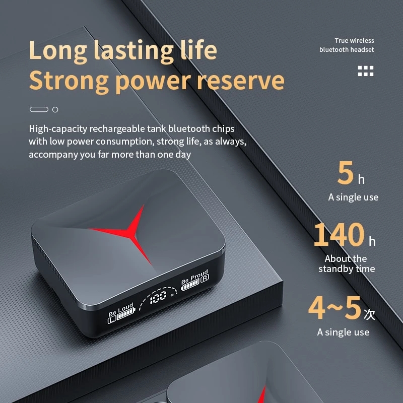 M90 Bluetooth Headset Noise Reduction Stereo Bluetooth 5.3 Ultra Long Standby Power Display TWS Wireless Headset