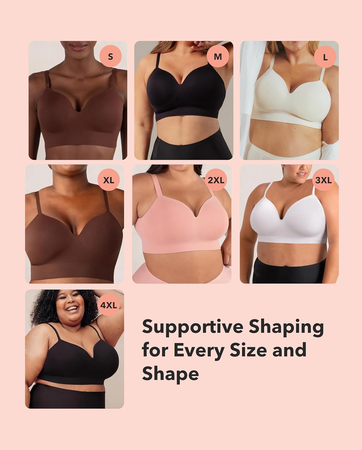 SHAPERMINT Bras for Women - Lingerie Bra, Bralettes for Women with Support, No Underwire Plus Size Bras for Women