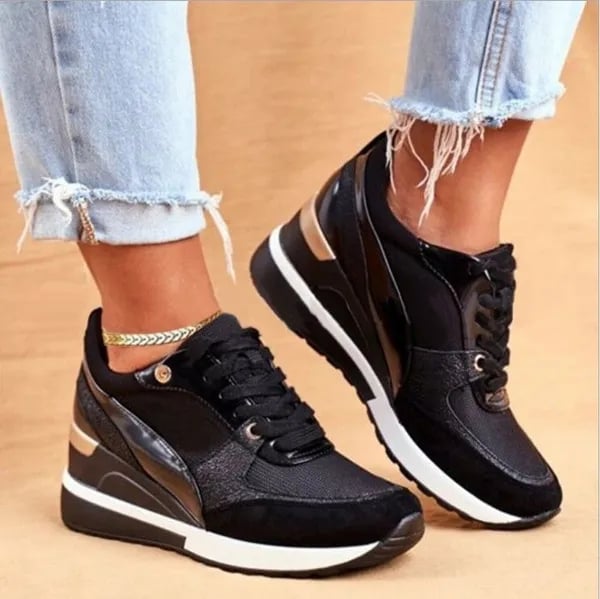 Women's Lace-up Running Wedge Sneakers Platform Vulcanized Shoes Casual Comfortable Outdoor Shoes