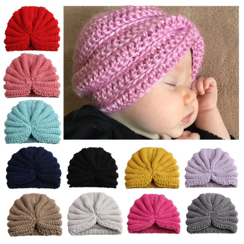 Toddler Children Warm Hats Infant Kids India Headdress Baby Girls Boys Hand-knitted Hat Solid Accessories
