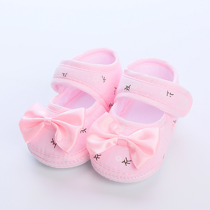 New 0-12months Toddler Shoes Anti-slip Cute Bow Soft Bottom Shoes Comfortable Breathable Princess Shoes Infant Toddler
