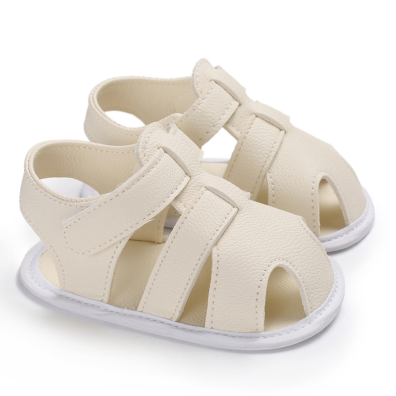 Minimalist Solid-Color Baby Boy Sandals – Soft Leather Upper, Flexible Sole & Wide Toe Box for Natural Foot Development