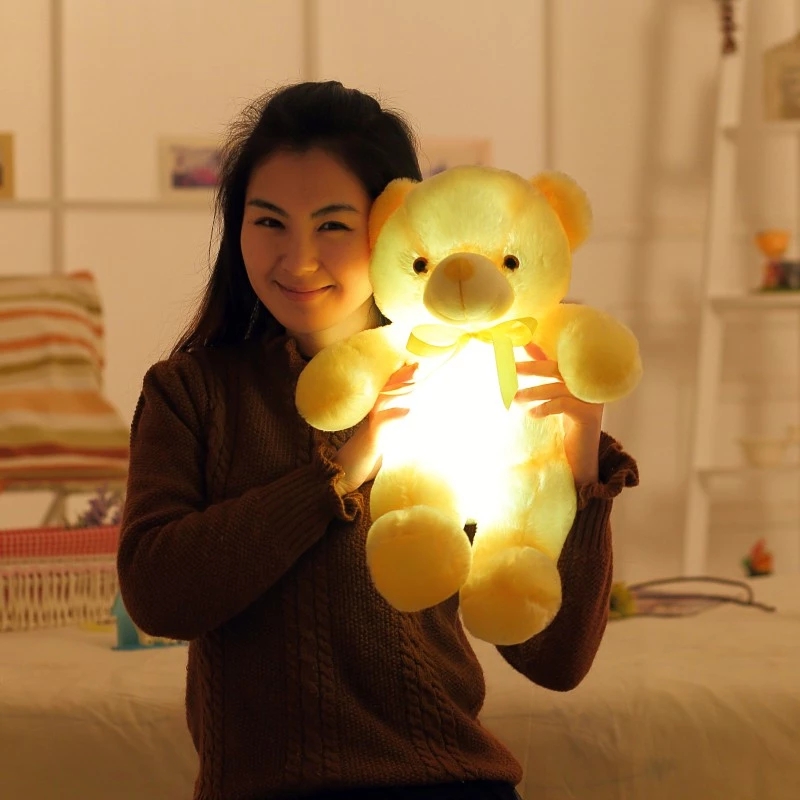 30CM Luminous Plush Toys Light Up LED Colorful Glowing Teddy Bear Stuffed Animal Doll Kids Christmas Gift For Children Girls