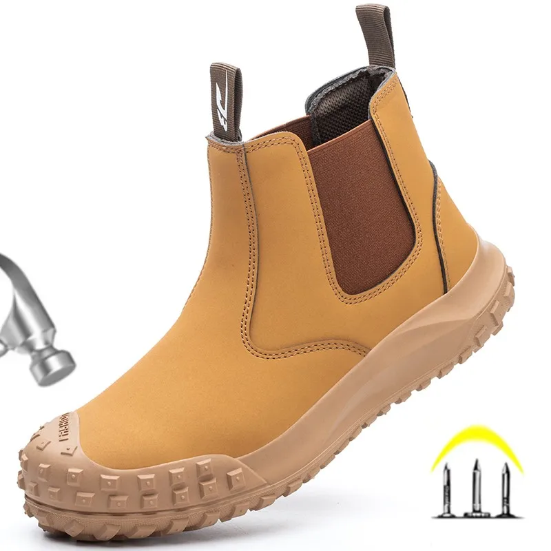 2025 new labor protection shoes anti impact anti puncture men's anti slip rubber sole wear resistant work safety shoes
