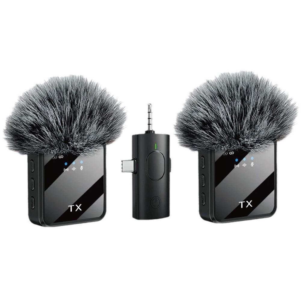 Wireless Lavalier Microphone For Apple Android Noise Cancelling Clip-On Mic Rechargeable Portable For Podcast