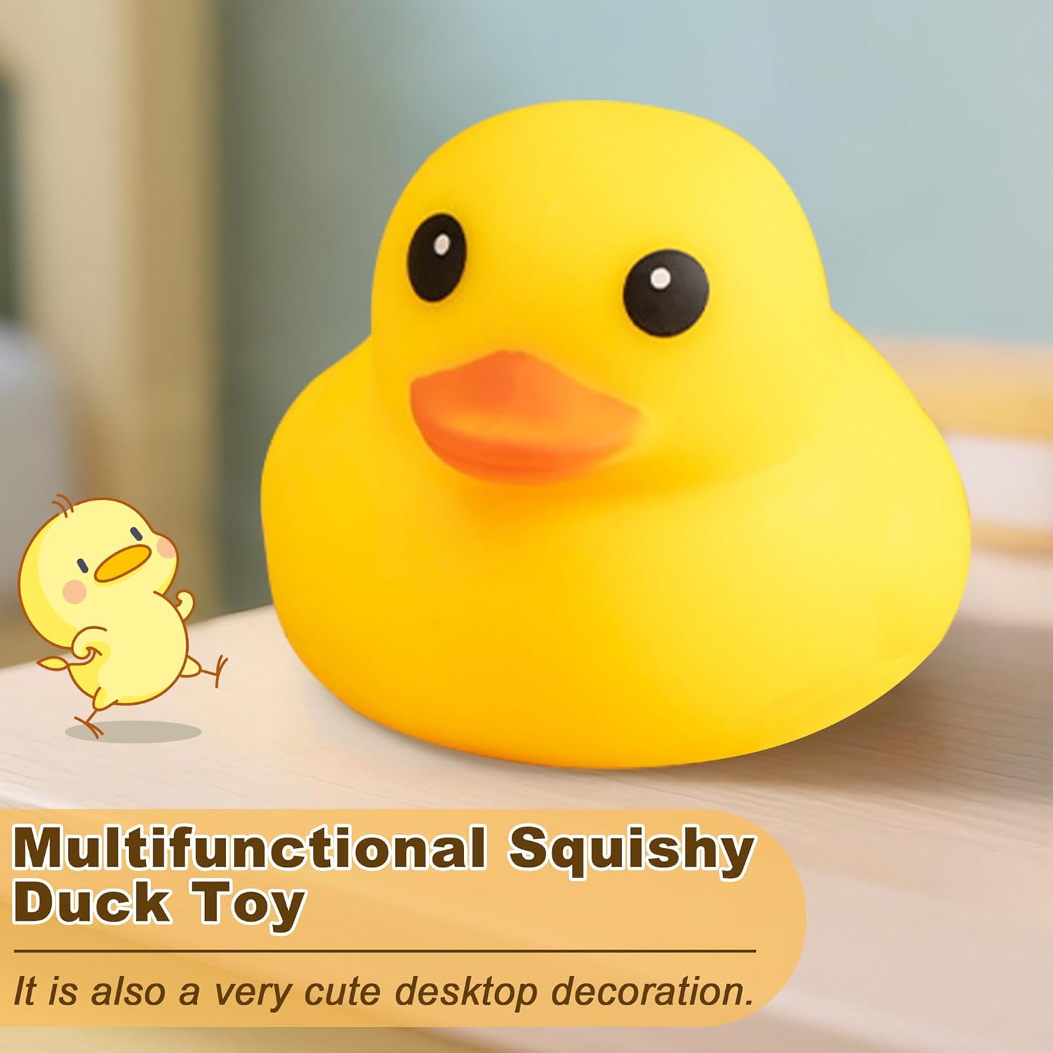 Duck Squishy Squeeze Toy - Cute Stress Relief Toy for Kids & Adults,Soft Rubber Sensory Toys for Anxiety Party Favors Goodie Bag Fillers