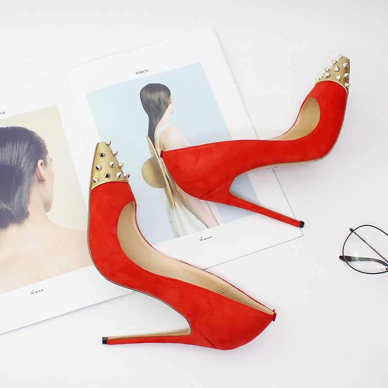 new style pointed golden orange foreign trade hot style 12 cm stiletto ladies fashion single shoes