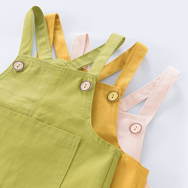 0-3Y Baby Girls Boys Suspender Pants Overalls Solid Color Pocket Casual Loose Trousers Toddler Bib Pants Girls Clothes