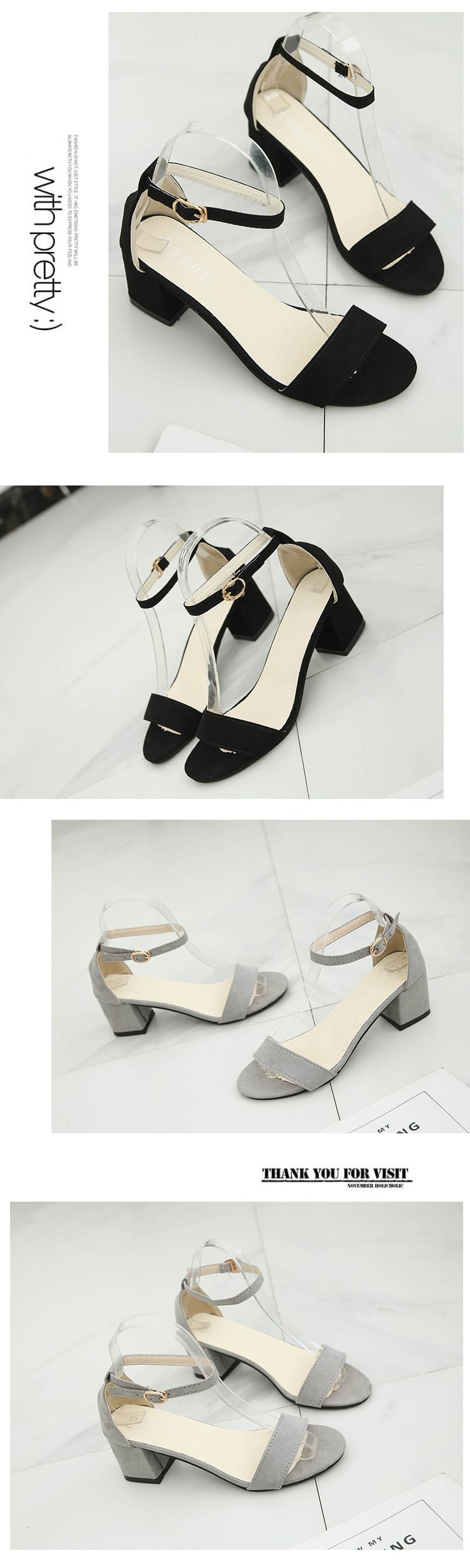 Summer new Korean fashion ladies word buckle with high heel shoes with open toe women's sandals