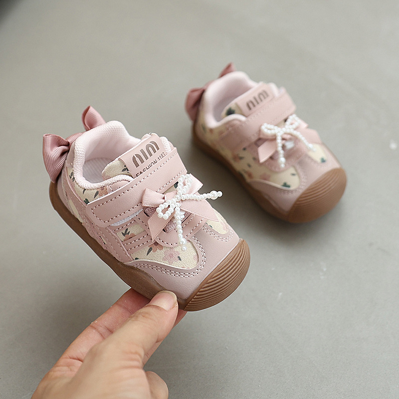 Baby Casual Shoes Soft Sole Princess Style for Girls Fashion Shoes Sweet Back Bows Autumn New Kids Walking Shoes