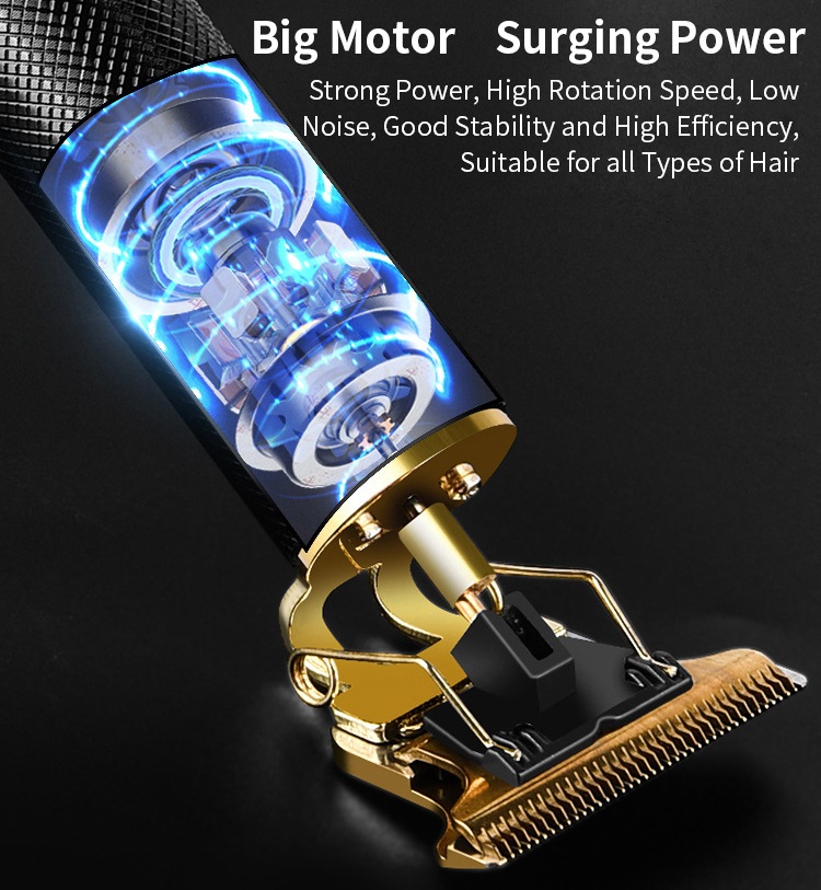 New Professional Hair Clipper Men Electric Cordless Hair Trimmer 0.1mm Baldheaded T Blade Finish Haircut Machine