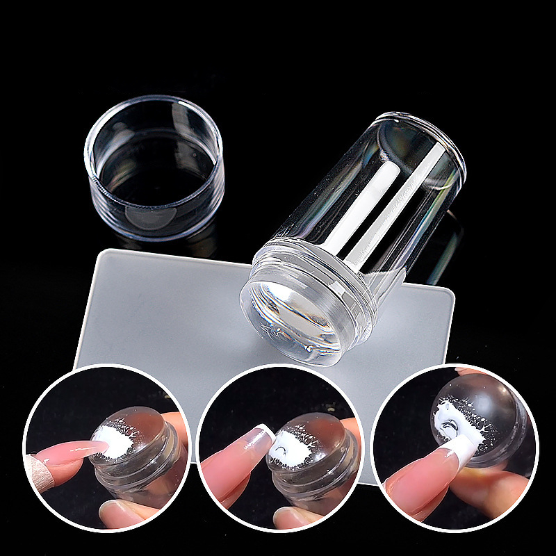 2.8cm Nail Stamper Set Jelly Head With Scraper Nail Art Template Print Silicone Stamping Plate Tools Manicure Accessories &