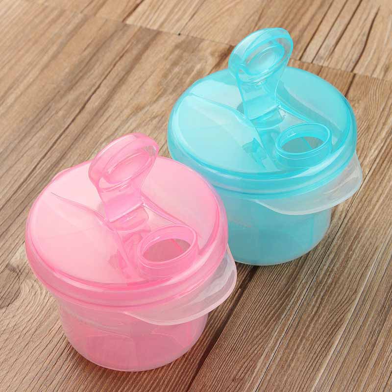 Portable Plastic Baby Milk Box Feeding Powder Dispenser Container Three Lattice Compartment Infant Food Storage
