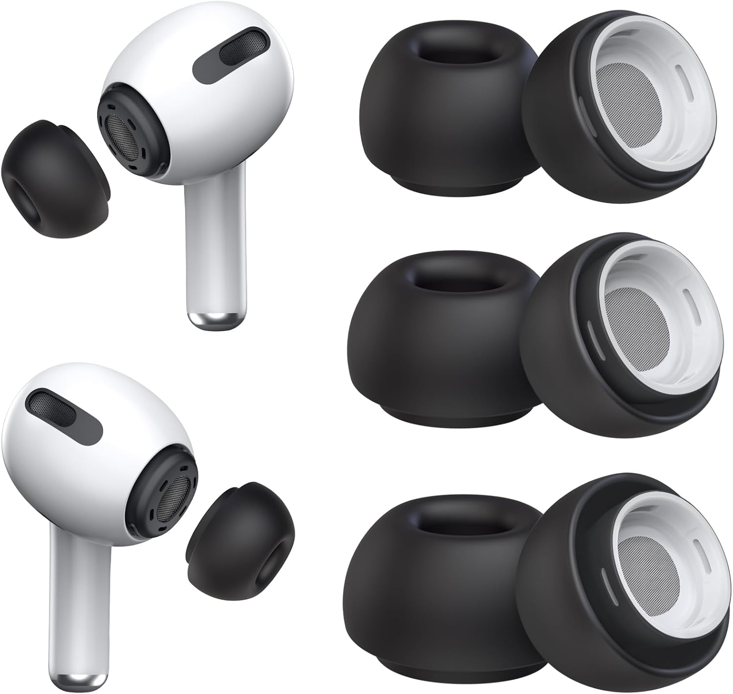 3 Pairs Replacement Ear Tips for AirPods Pro and 2nd Generation with Noise Reduction Hole, Silicone Ear Tips for AirPods Pro with Portable Storage Box