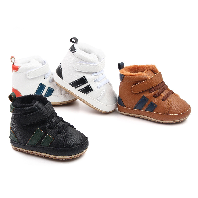 Toddler Warm Rubber bottom anti slip Boots Soft Sole, Adorable Baby Girls Boys Winter Boots, Color blocking 0-18 months