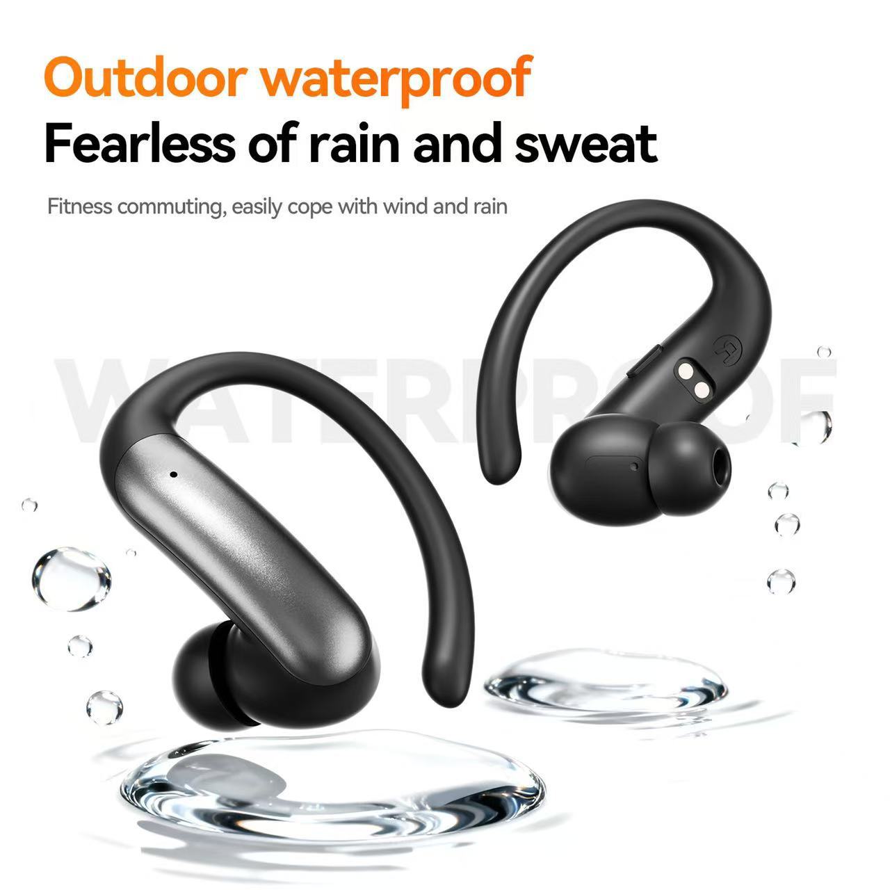 Sport Wireless Bluetooth Headphones Noise Cancelling Adjustable Ear Hooks Smart Touch Call Deep Bass Portable Earbuds