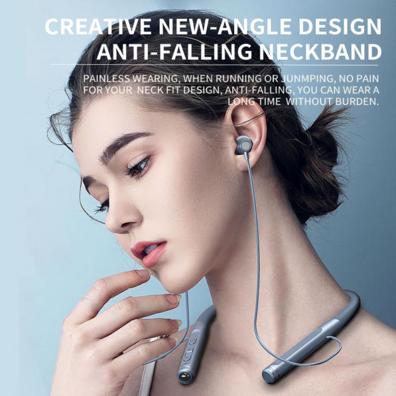 120 Hours Earphones Bluetooth Headphones Stereo Bass Wireless Headphone Neckband Power Flashlight Display Headset TF Card Runner