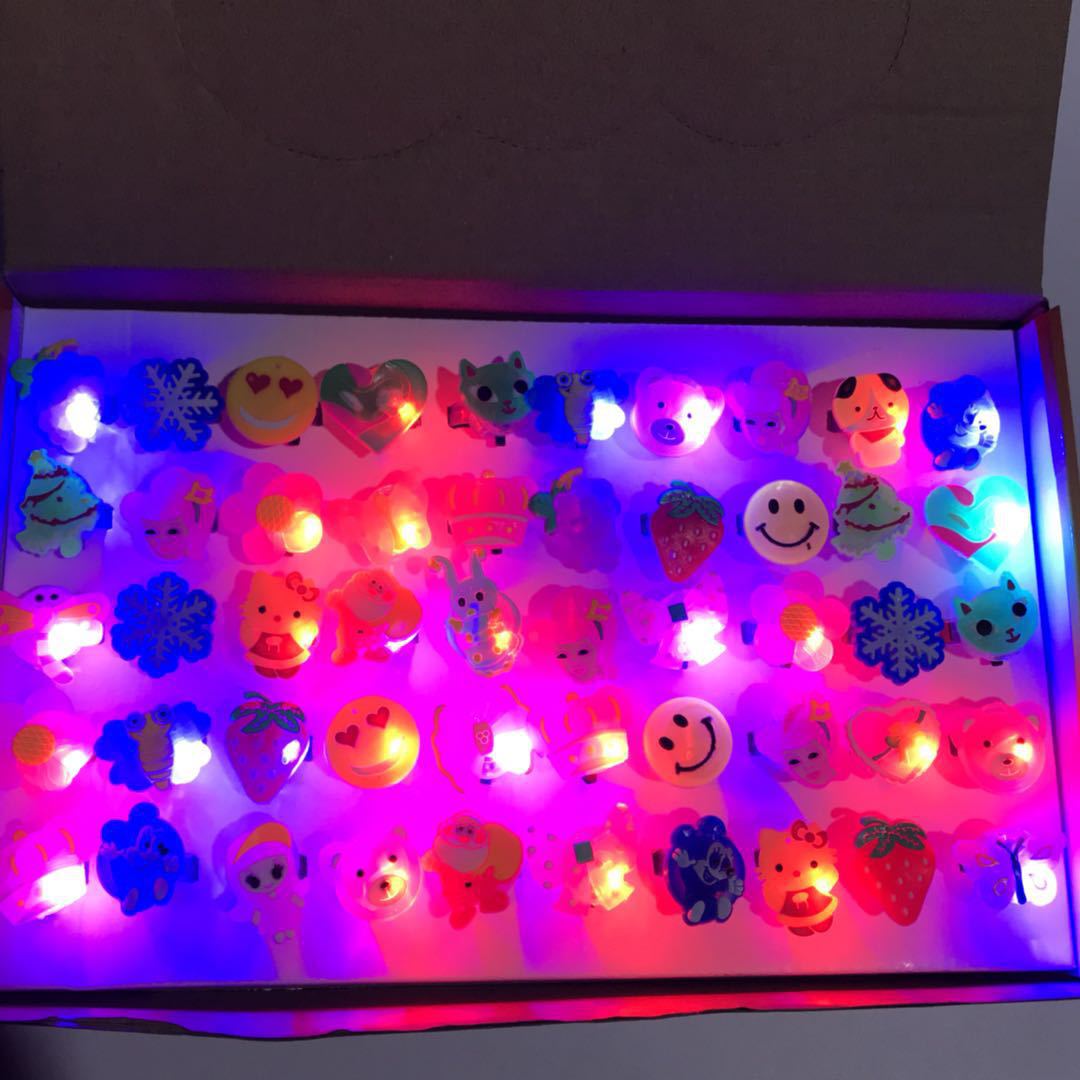 50pcs/box Glowing Ring Glowing Children's Toy Creative Cartoon Night Glow Flash Elementary School Gift