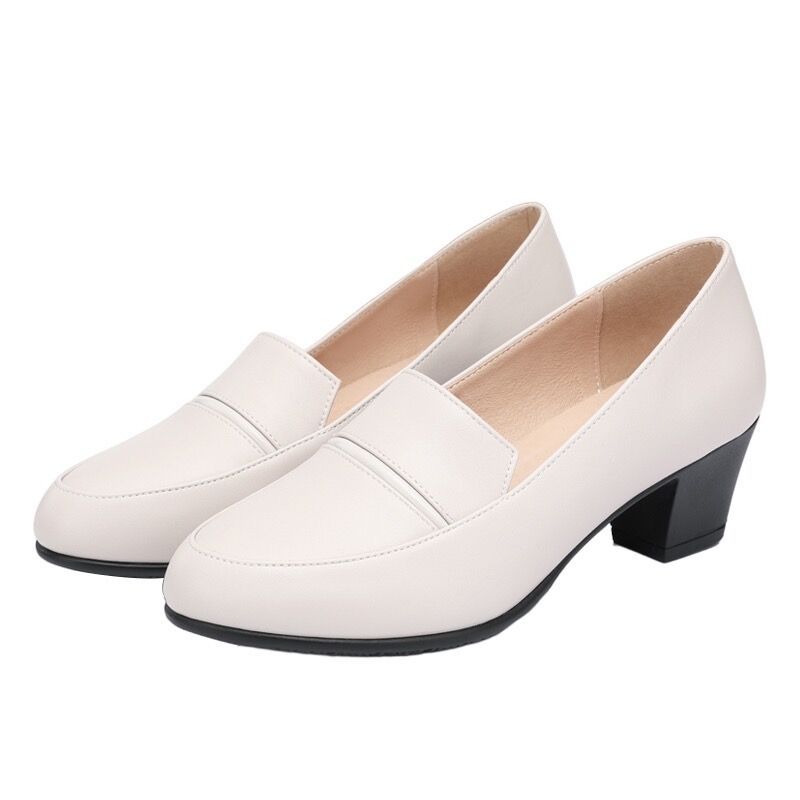 pring Autumn New Comfort Square Heel Women Soft Leather Shoes Fashion Soft Sole Mother's Pumps Shoes Women Black Office Shoes
