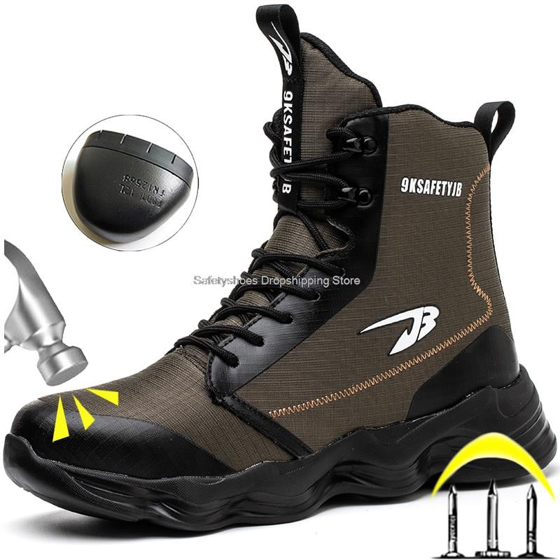 High Top Safety Shoes Men Breathable Steel Toe Work Shoes Puncture Proof Sneaker For Man Work Safety Boots Industrial Footwear
