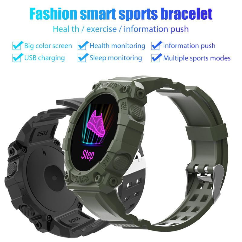 FD68S Smart Watch For Men Women Outdoor Sports Waterproof Fitness Tracker Heart Rate Blood Monitor Bluetooth Smart Watch