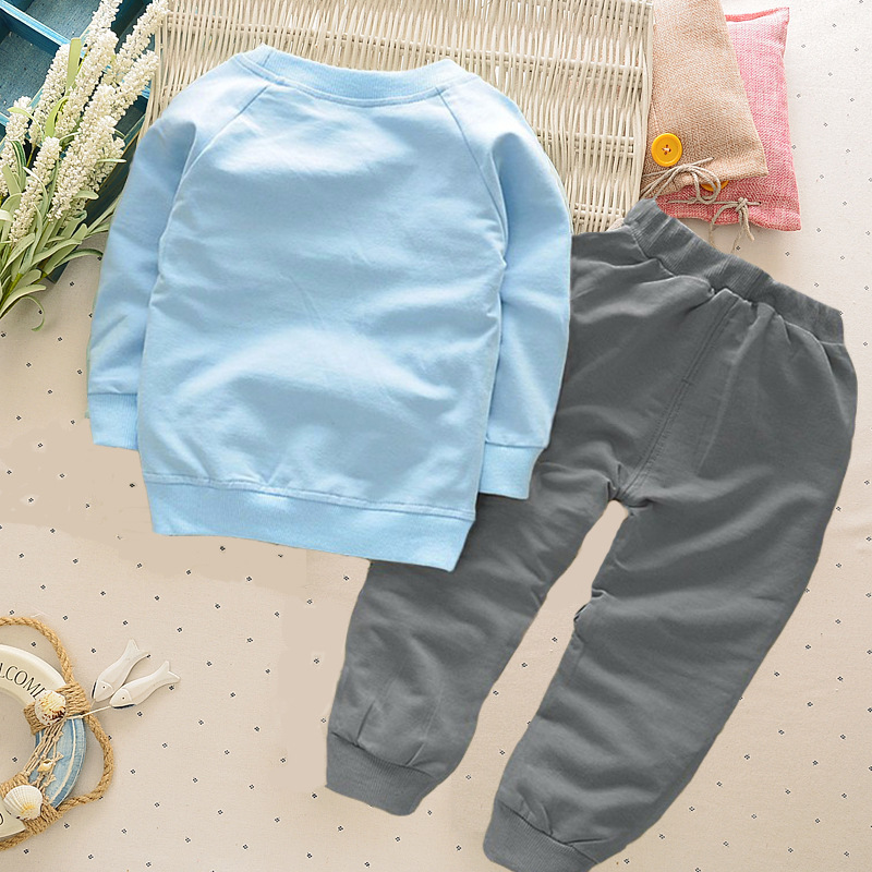 Autumn Spring Baby Boys Clothing set Casual Sport Letters Cartoon Bear Tracksuit Infant Toddler Girls Clothes Top T shirt +Pants