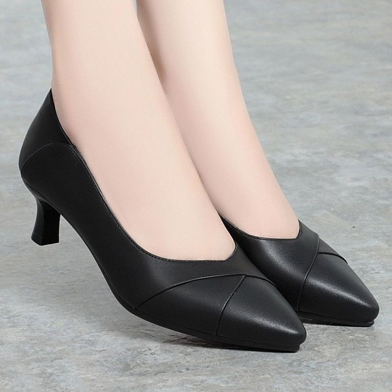 Women Cute Sweet Elegant Black Patent Leather Spring & Summer Slip on Square Heel Shoes