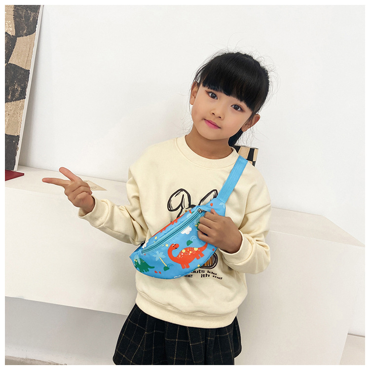 Dinosaur/Unicorn Cute Waist Bag Casual Cartoon Chest Bag Adjustable Strap Children Bum Bag Lightweight Fashion Shoulder Bag