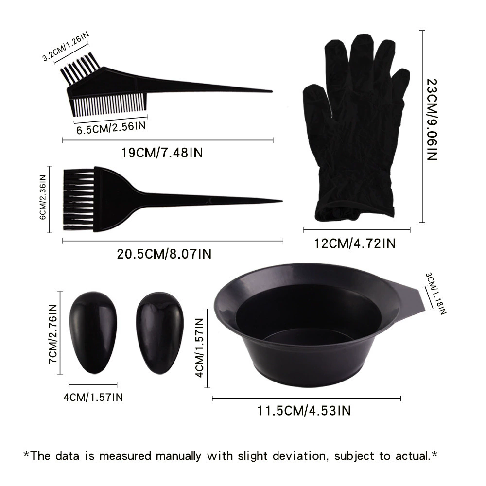 7PCS Hair Dye Brush Bowl Set with Ear Caps Dye Mixer Hair Coloring Tools for Home Salon Styling Hairdressing Tint Kit