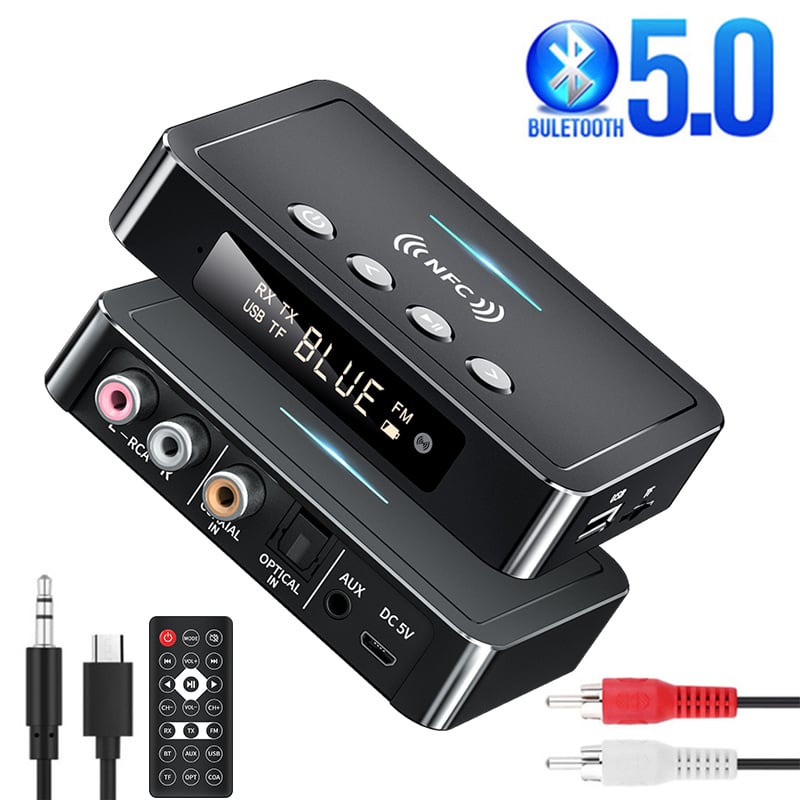 Bluetooth 5.0 Receiver Transmitter FM Stereo AUX 3.5mm Jack RCA Optical Wireless Handsfree Call NFC Bluetooth Audio Adapter TV