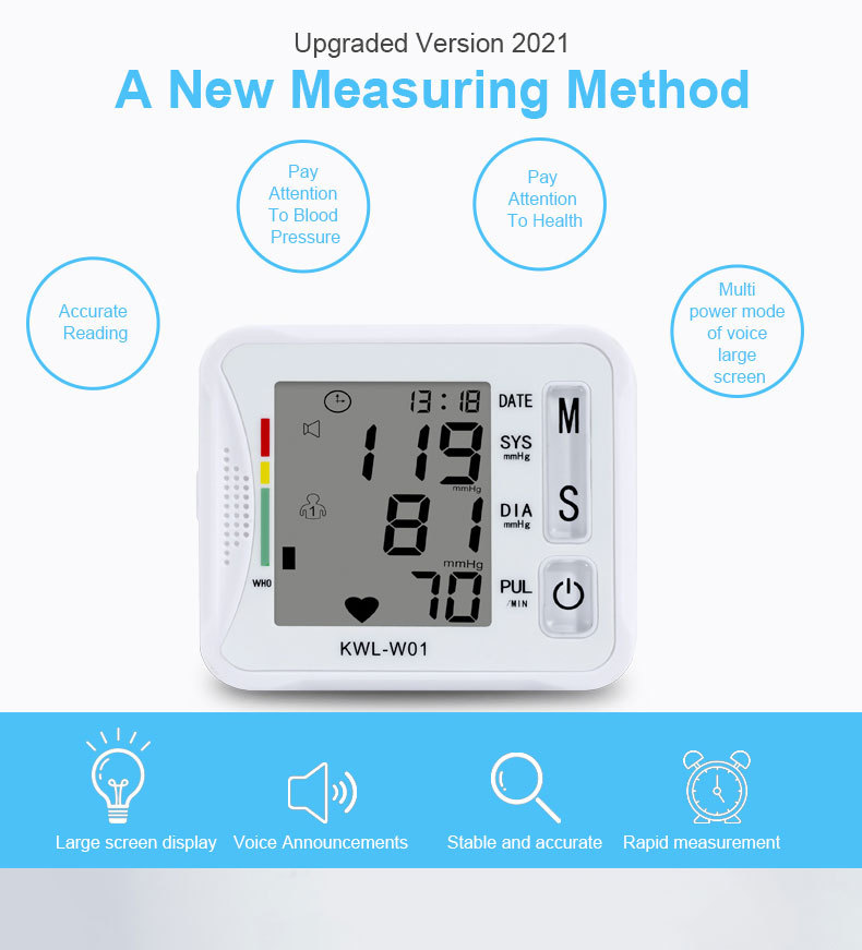 English Automatic Electronic Sphygmomanometer Household Sphygmomanometer Wrist Sphygmomanometer FDA Certification